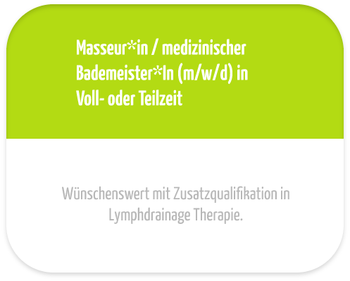 Masseur in / medizinischer Bademeister*In (m/w/d) in Voll- oder Teilzeit